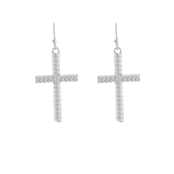 Textured Cross Earrings - Picture 2 of 2